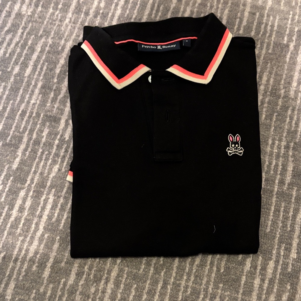 Psycho Bunny Black Polo with Pink Trim